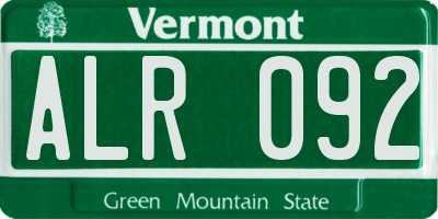 VT license plate ALR092