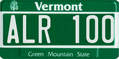 VT license plate ALR100