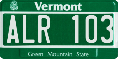 VT license plate ALR103
