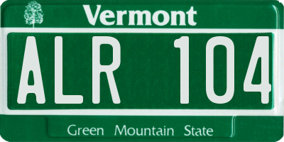 VT license plate ALR104