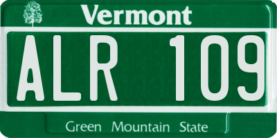 VT license plate ALR109