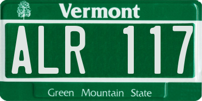 VT license plate ALR117