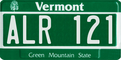 VT license plate ALR121