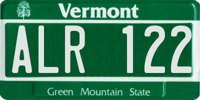 VT license plate ALR122