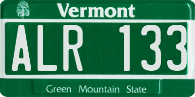 VT license plate ALR133