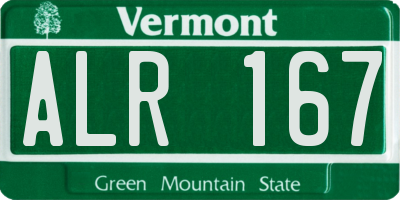 VT license plate ALR167