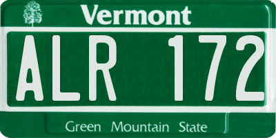 VT license plate ALR172