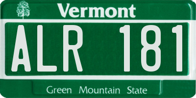 VT license plate ALR181