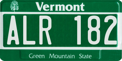 VT license plate ALR182