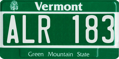 VT license plate ALR183