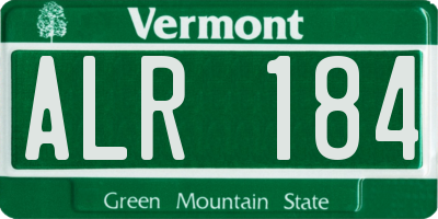VT license plate ALR184