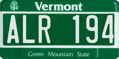 VT license plate ALR194