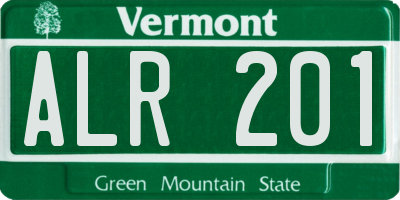 VT license plate ALR201