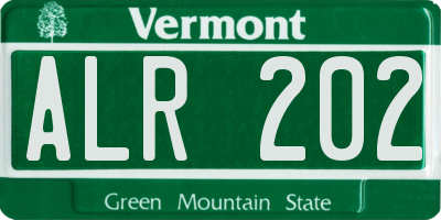 VT license plate ALR202
