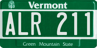 VT license plate ALR211