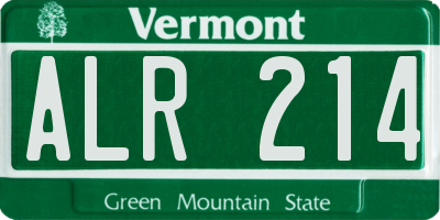 VT license plate ALR214