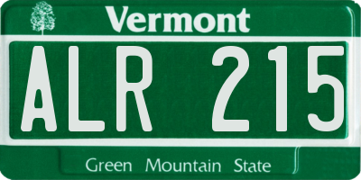 VT license plate ALR215