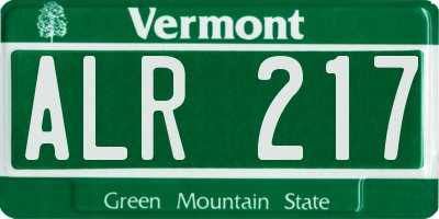 VT license plate ALR217