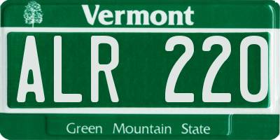 VT license plate ALR220