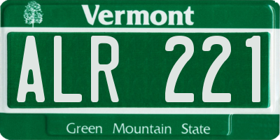 VT license plate ALR221
