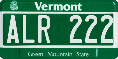 VT license plate ALR222