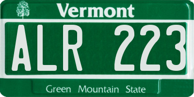 VT license plate ALR223