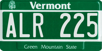VT license plate ALR225