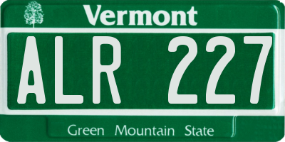 VT license plate ALR227