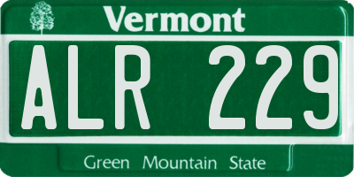 VT license plate ALR229
