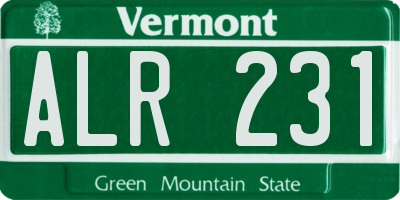 VT license plate ALR231
