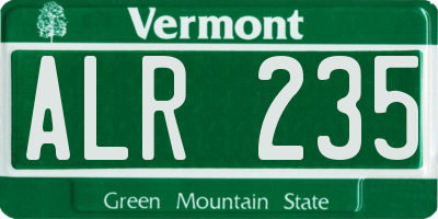 VT license plate ALR235