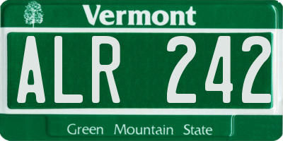 VT license plate ALR242