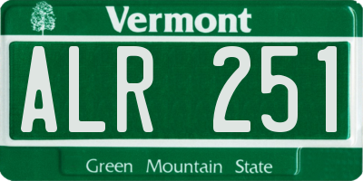 VT license plate ALR251