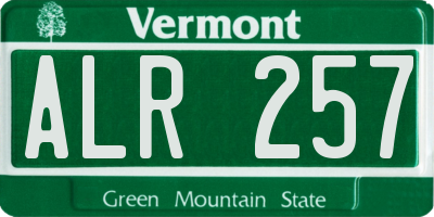 VT license plate ALR257