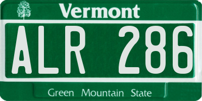 VT license plate ALR286