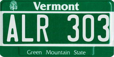 VT license plate ALR303