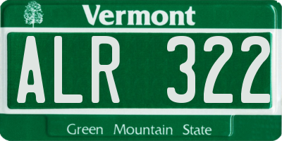 VT license plate ALR322
