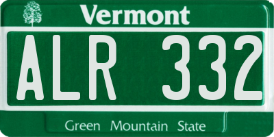VT license plate ALR332