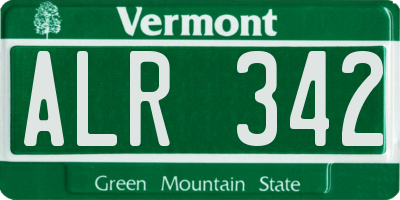 VT license plate ALR342