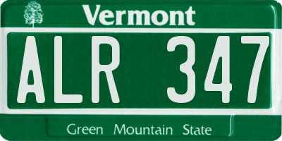 VT license plate ALR347