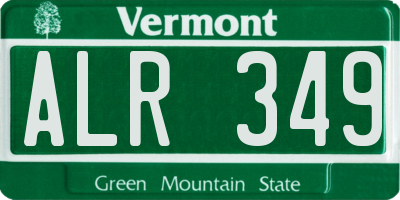 VT license plate ALR349