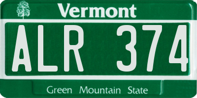 VT license plate ALR374