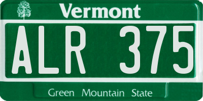 VT license plate ALR375