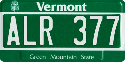 VT license plate ALR377