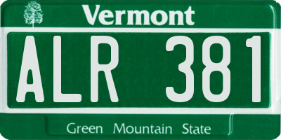 VT license plate ALR381