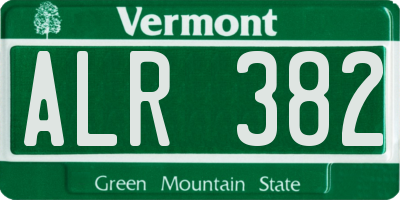 VT license plate ALR382
