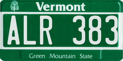 VT license plate ALR383
