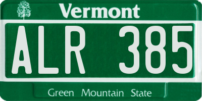 VT license plate ALR385