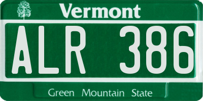 VT license plate ALR386