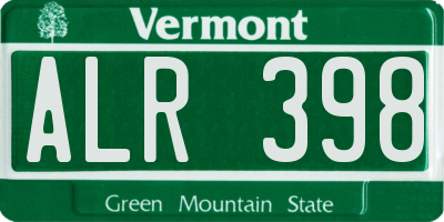 VT license plate ALR398